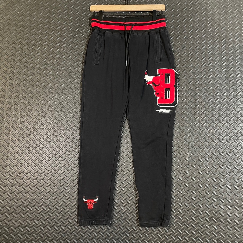 Pro Standard Chicago Bulls Jogger Sweatpants Men's Small Black Red‎ Patch NBA